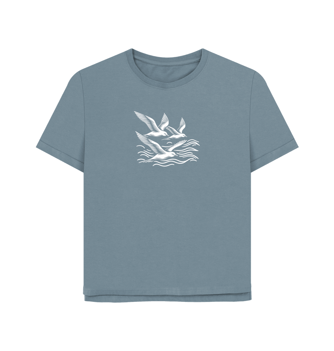 Waves and Wings Women's Relaxed Fit Organic T-shirts - Loom & Sprout