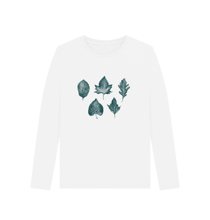 Whisper of Leaves Women's Long Sleeve Organic T-Shirt in white