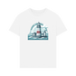 White Printed T-shirt Showcasing a Shining Lighthouse Design.