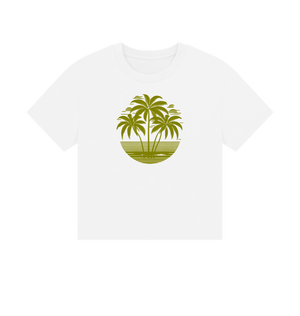 White Tropical Sunset Women's Boxy Fit Organic T-Shirts