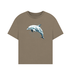 Willow Printed Geo Dolphin Women's Oversized Organic T-Shirt