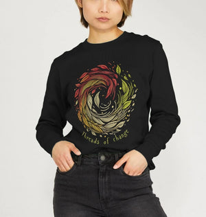 Women's organic crewneck sweatshirt featuring the phrase "the circle of life" in a stylish font.