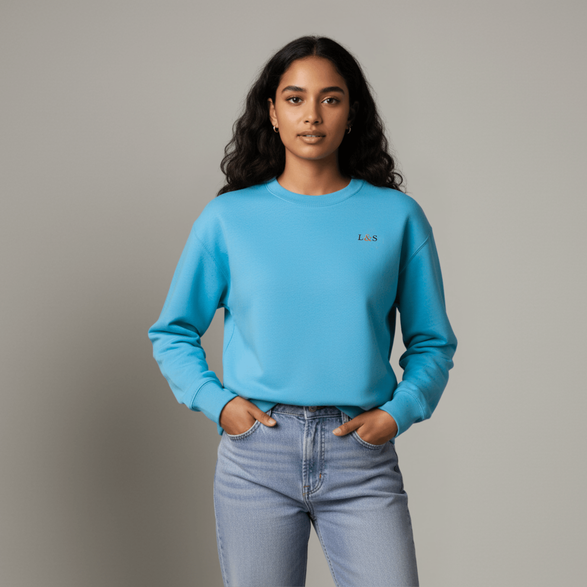 Women’s Pullover Ocean Blue Sweatshirt | Organic, Regular Fit - Loom & Sprout
