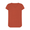 Women's V Neck Organic T-Shirts - Rust